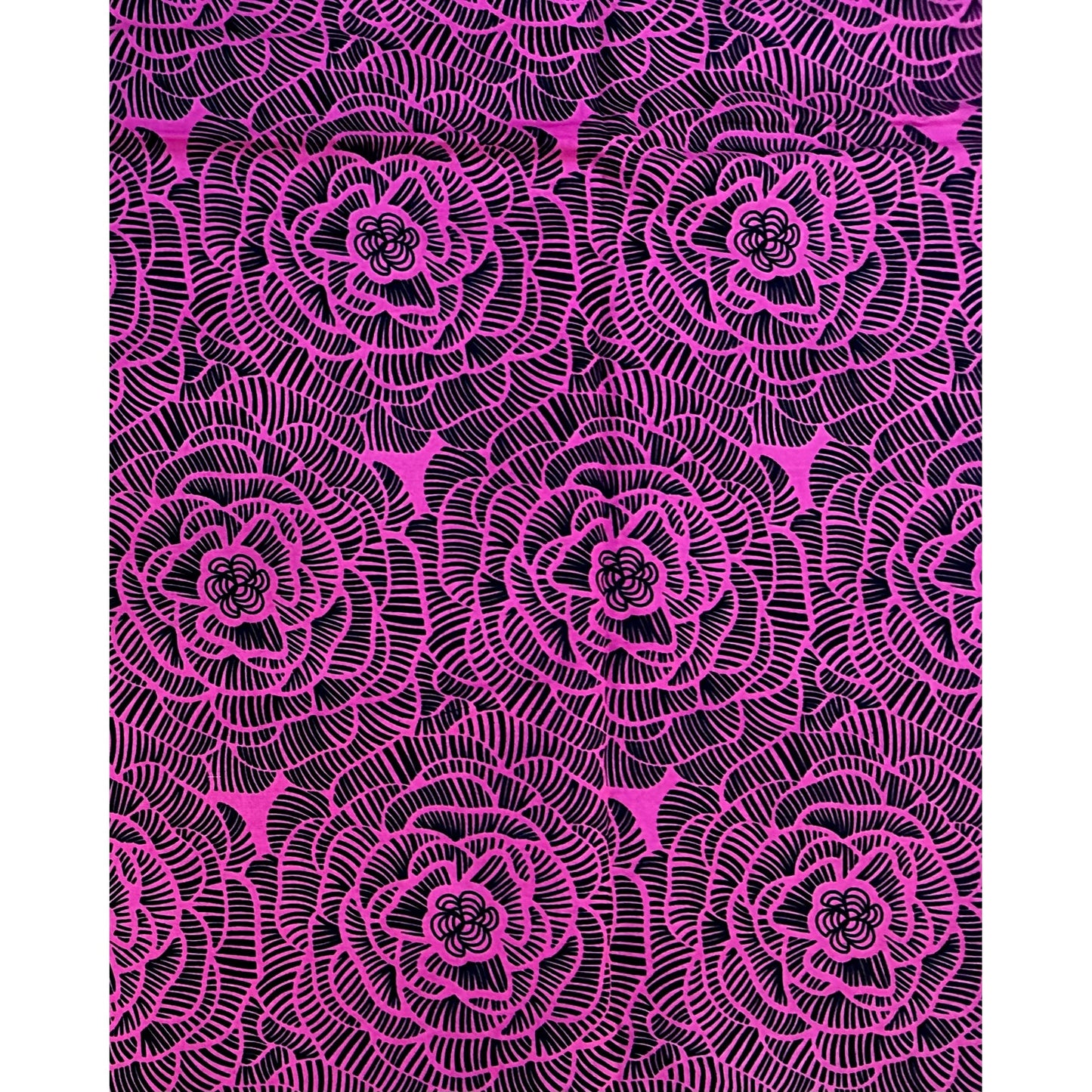 African Print Fabric/ Ankara - Pink, Black 'Zafira Bloom' Design, YARD or WHOLESALE