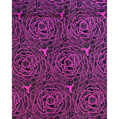 African Print Fabric/ Ankara - Pink, Black 'Zafira Bloom' Design, YARD or WHOLESALE