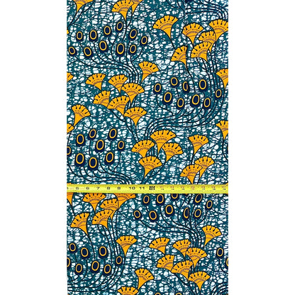African Print Fabric/ Ankara - Slate, Orange 'She Grew Through It,’ 1 YARD