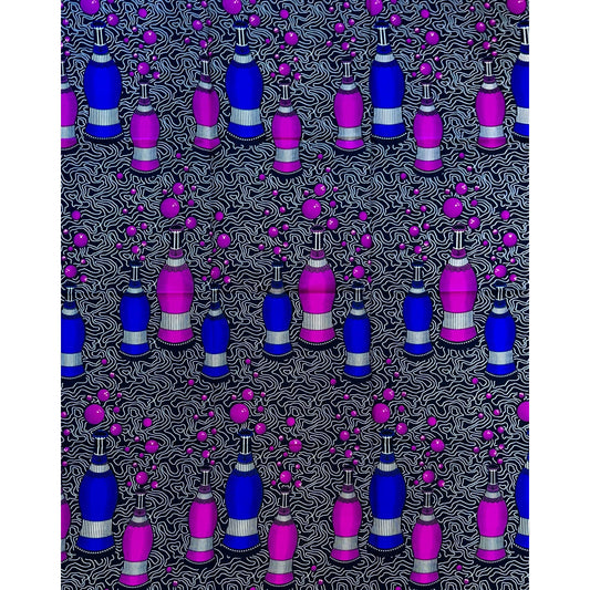 African Print Fabric/ Ankara - Blue, Purple 'Pop,’ YARD