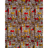 African Print Fabric/ Ankara - Brown, Orange, Beige, Gold 'Dlamini' Design, YARD or WHOLESALE