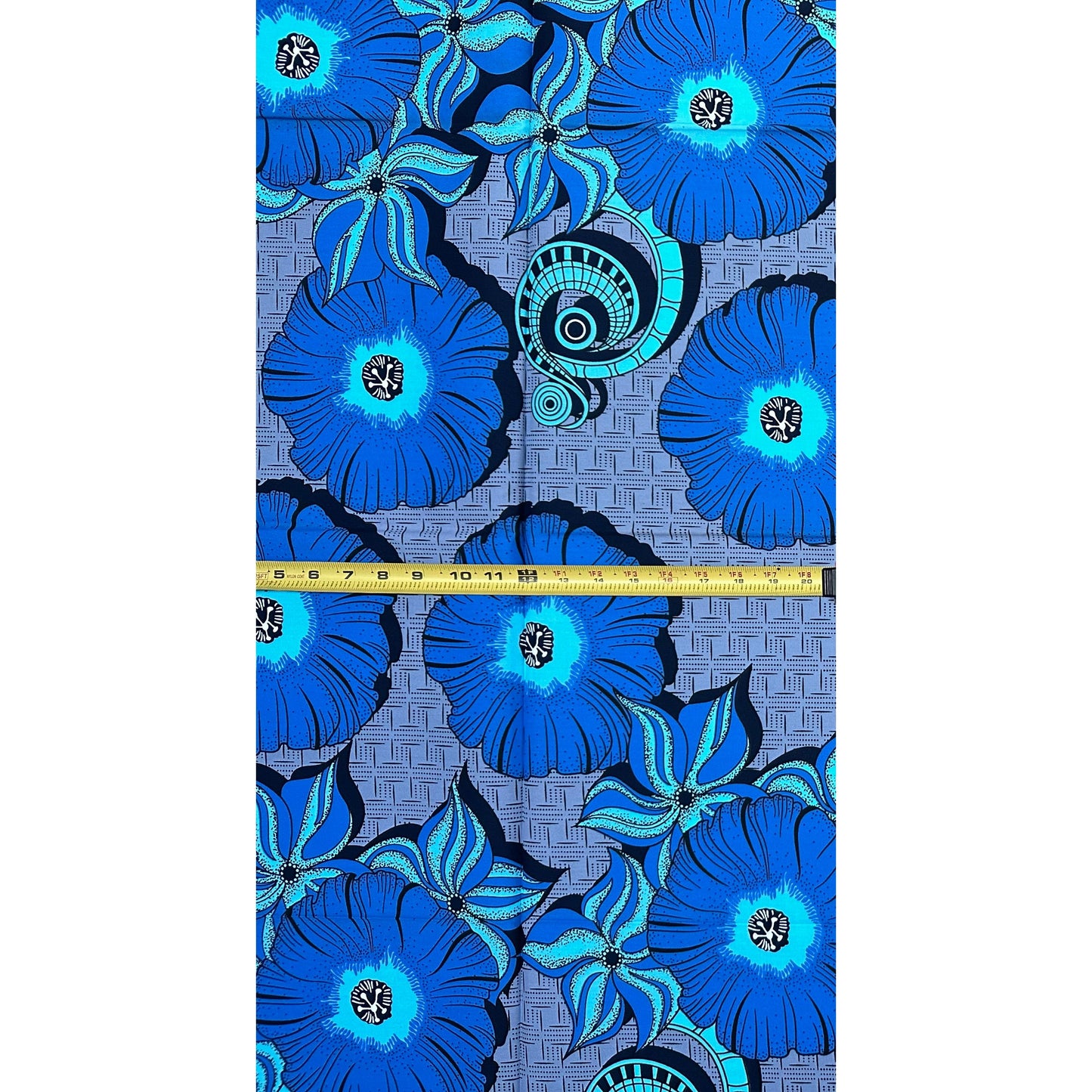 African Print Fabric/ Ankara - Blue, Gray, Black 'Daughter of Mami Wata', 1 Yard