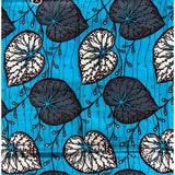 African Print Fabric/ Ankara - Blue, Gray, Cream 'Wata Frond' Design, YARD or WHOLESALE