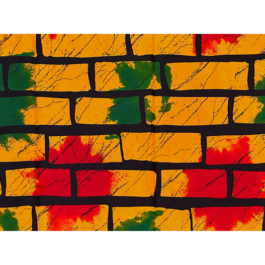 African Print Fabric/ Ankara - Marigold, Red, Green 'Juneteenth in Color' Design, YARD or WHOLESALE