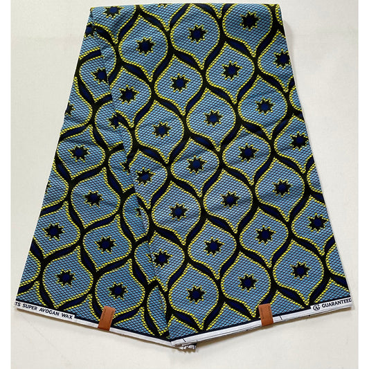 African Print Fabric/ Ankara - Blue, Yellow 'Chumba Transitions,' YARD or WHOLESALE
