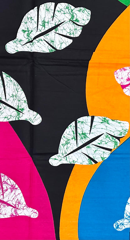 African Print Fabric/ Ankara - Pink, Orange, Green, Black, Blue 'Ewé of the Land' Design, YARD or WHOLESALE