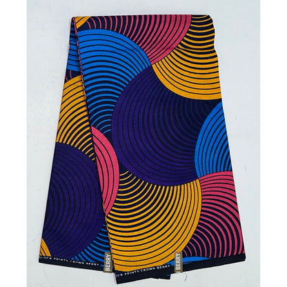African Print Fabric/ Ankara - Pink, Purple, Marigold, Blue 'Ayo Waves', YARD or WHOLESALE