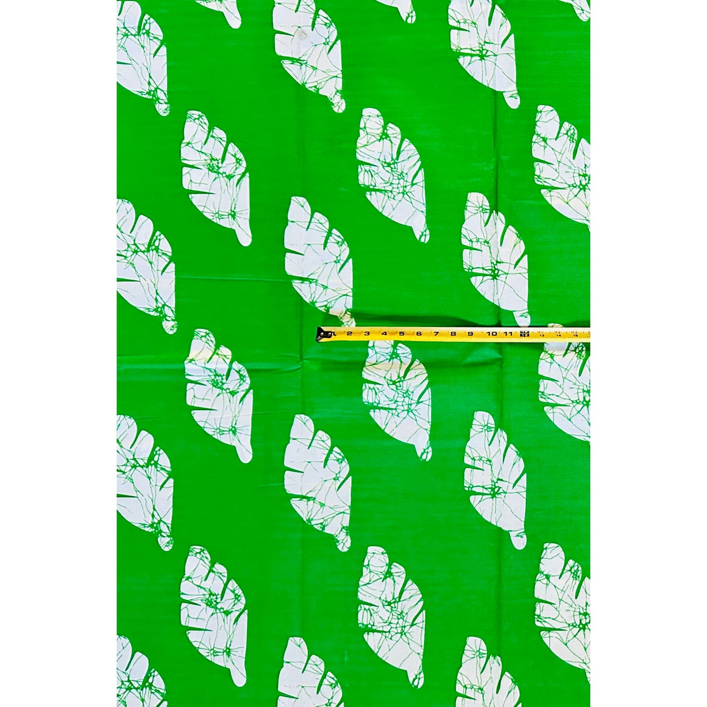 African Print Fabric/ Ankara - Green, White 'Ewé of the Land' Design, YARD or WHOLESALE