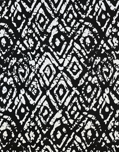 African Print Fabric/ Ankara - Black, White 'Levels To This' Design, YARD or WHOLESALE
