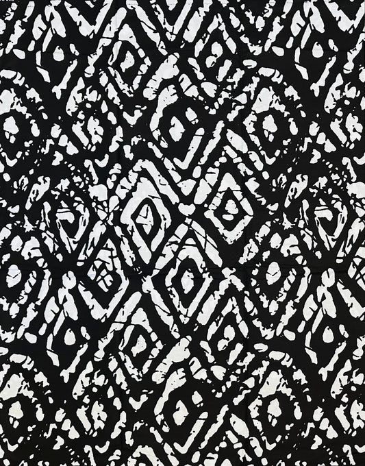 African Print Fabric/ Ankara - Black, White 'Levels To This' Design, YARD or WHOLESALE