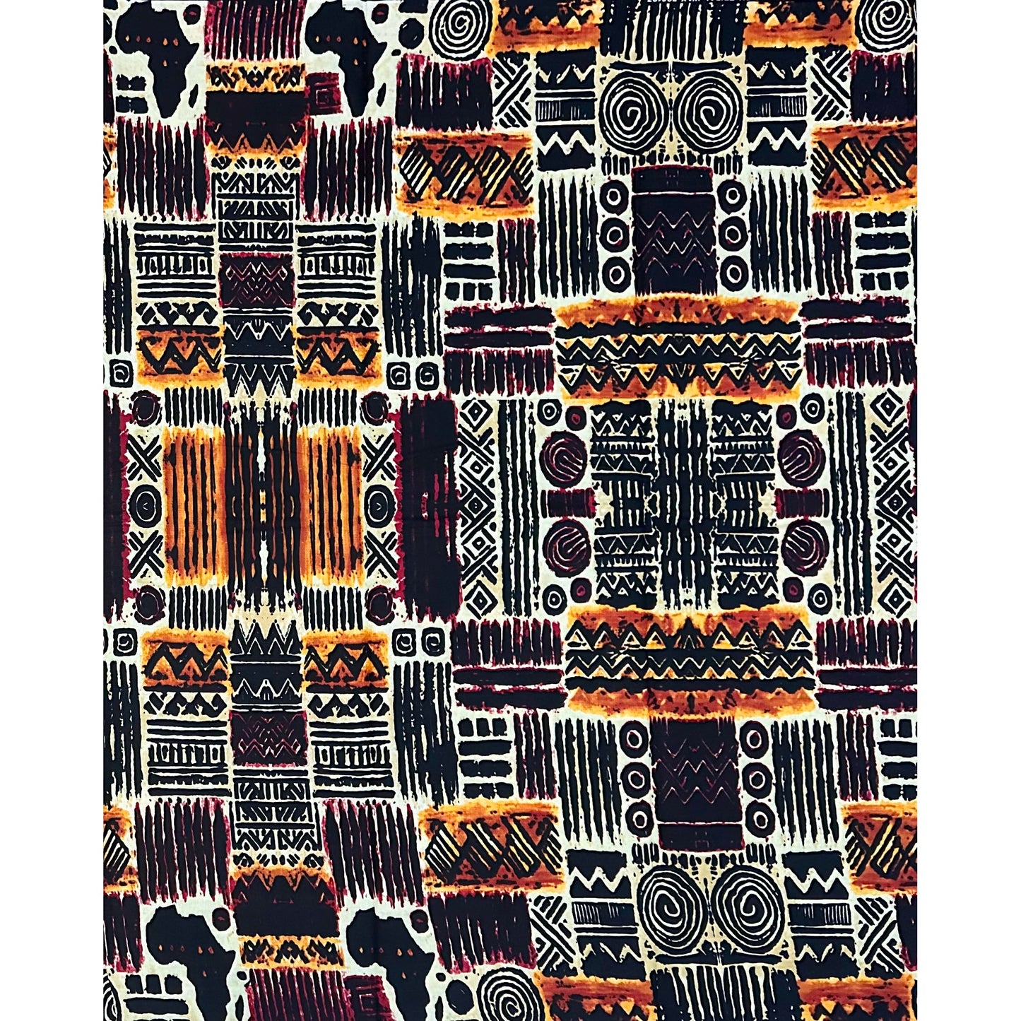 African Print Fabric/ Ankara - Red, Black, Beige, Brown "The Good Table", YARD or WHOLESALE
