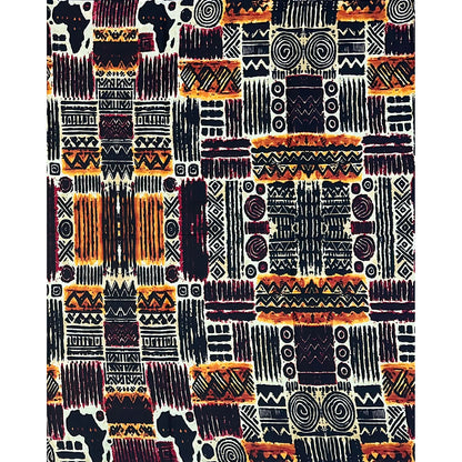 African Print Fabric/ Ankara - Red, Black, Beige, Brown "The Good Table", YARD or WHOLESALE