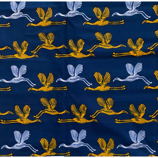 African Print Fabric/ Ankara - Blue, Yellow, White 'Special Delivery' Design, YARD or WHOLESALE