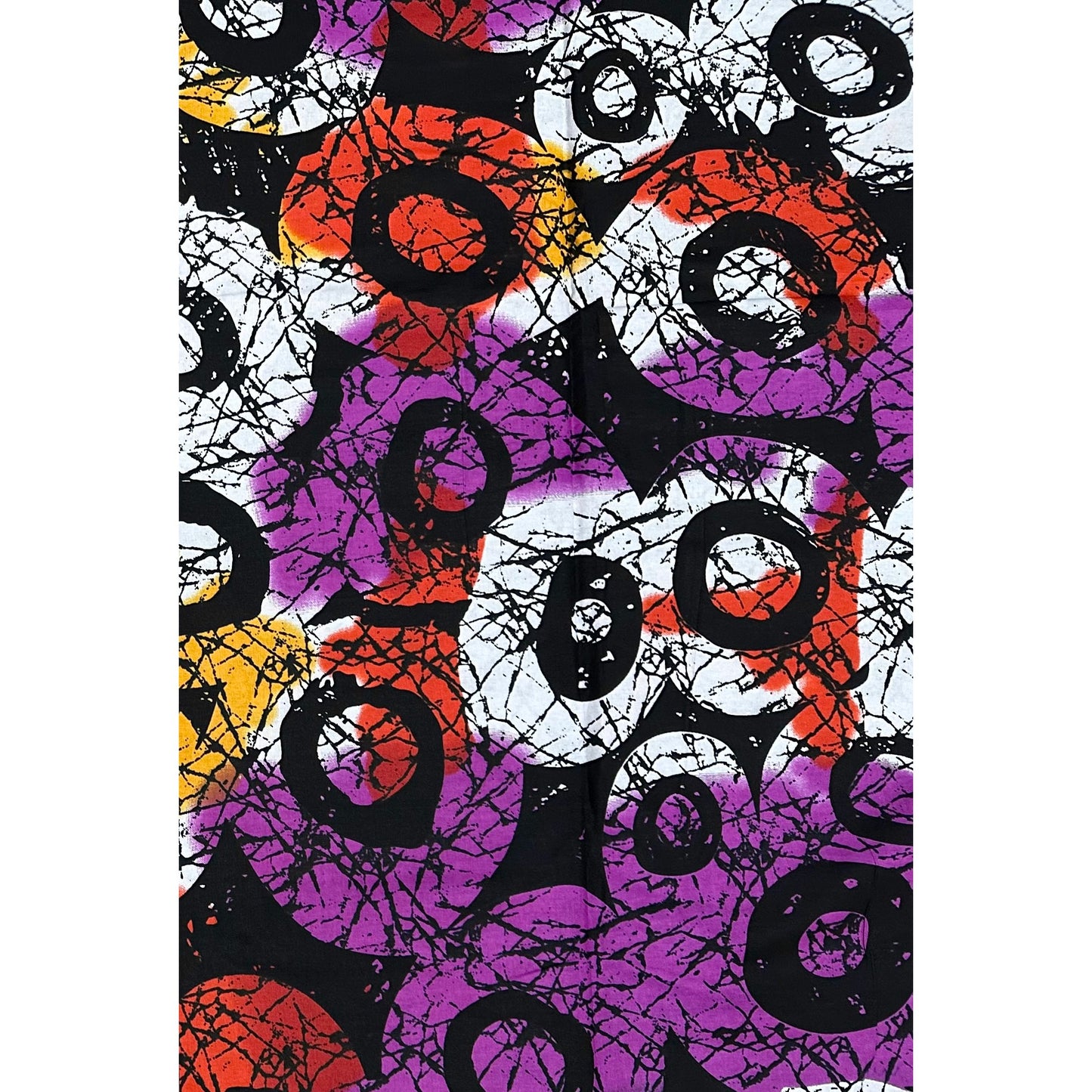 African Print Fabric/ Ankara - Purple, Orange, Rust Red, Yellow 'Afurika Pyro' Design, YARD or WHOLESALE