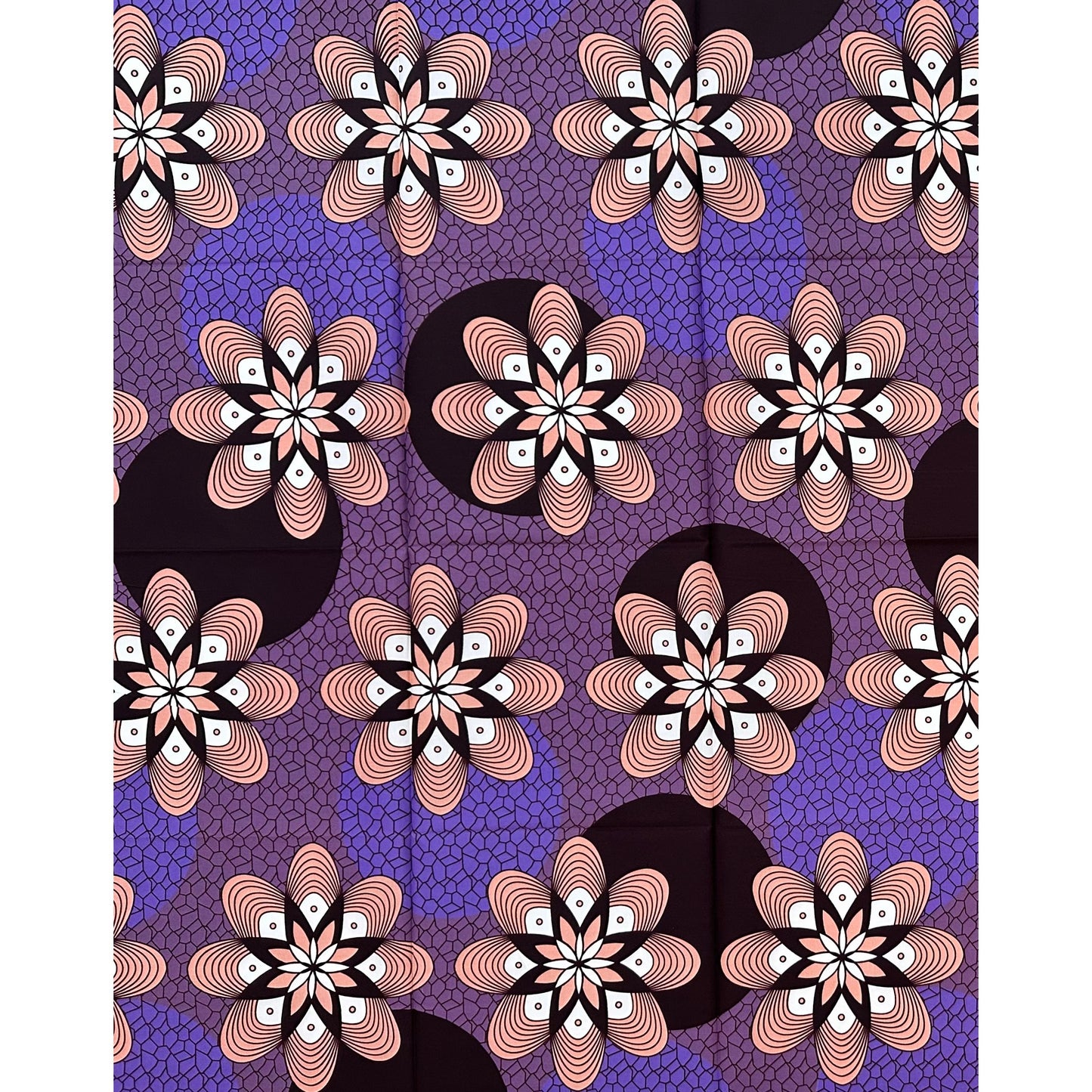 African Print Fabric/ Ankara - Purple, Brown "Sweet Arrival", 1 Yard
