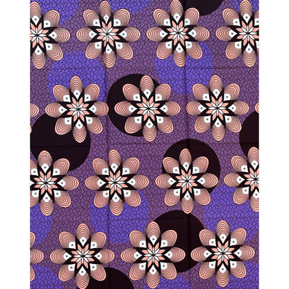 African Print Fabric/ Ankara - Purple, Brown "Sweet Arrival", 1 Yard