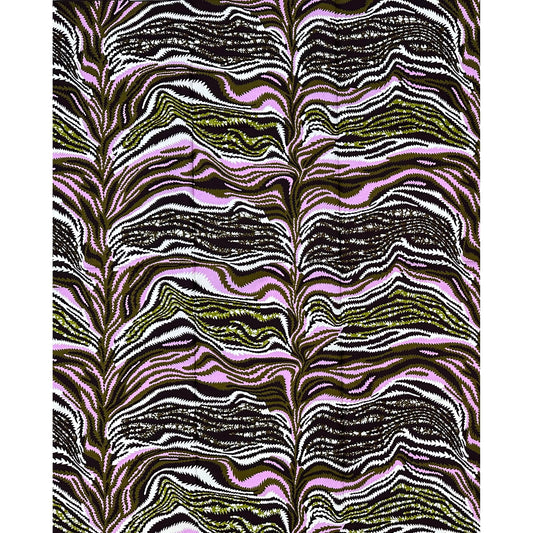 African Print Fabric/ Ankara - Pink, Green, Brown ‘Disrupt the Room' Design, YARD