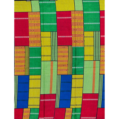 African Print Fabric/ Ankara - Red, Yellow, Green, Orange, Blue 'On the Block', YARD or WHOLESALE