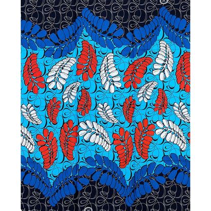 African Print Fabric/ Ankara - Blue, Orange "River Canopy", YARD or WHOLESALE
