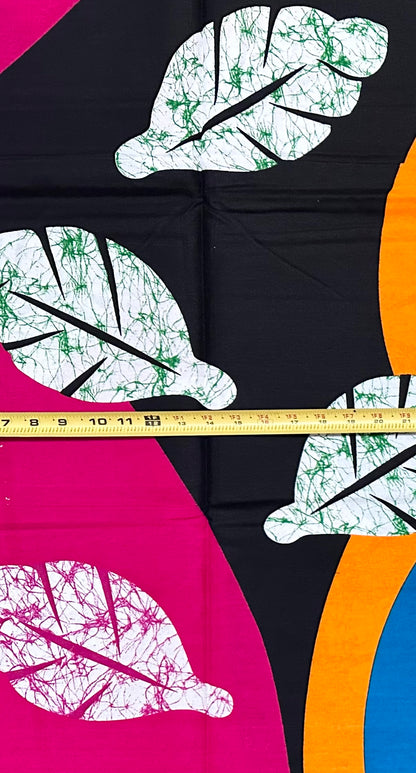 African Print Fabric/ Ankara - Pink, Orange, Green, Black, Blue 'Ewé of the Land' Design, YARD or WHOLESALE