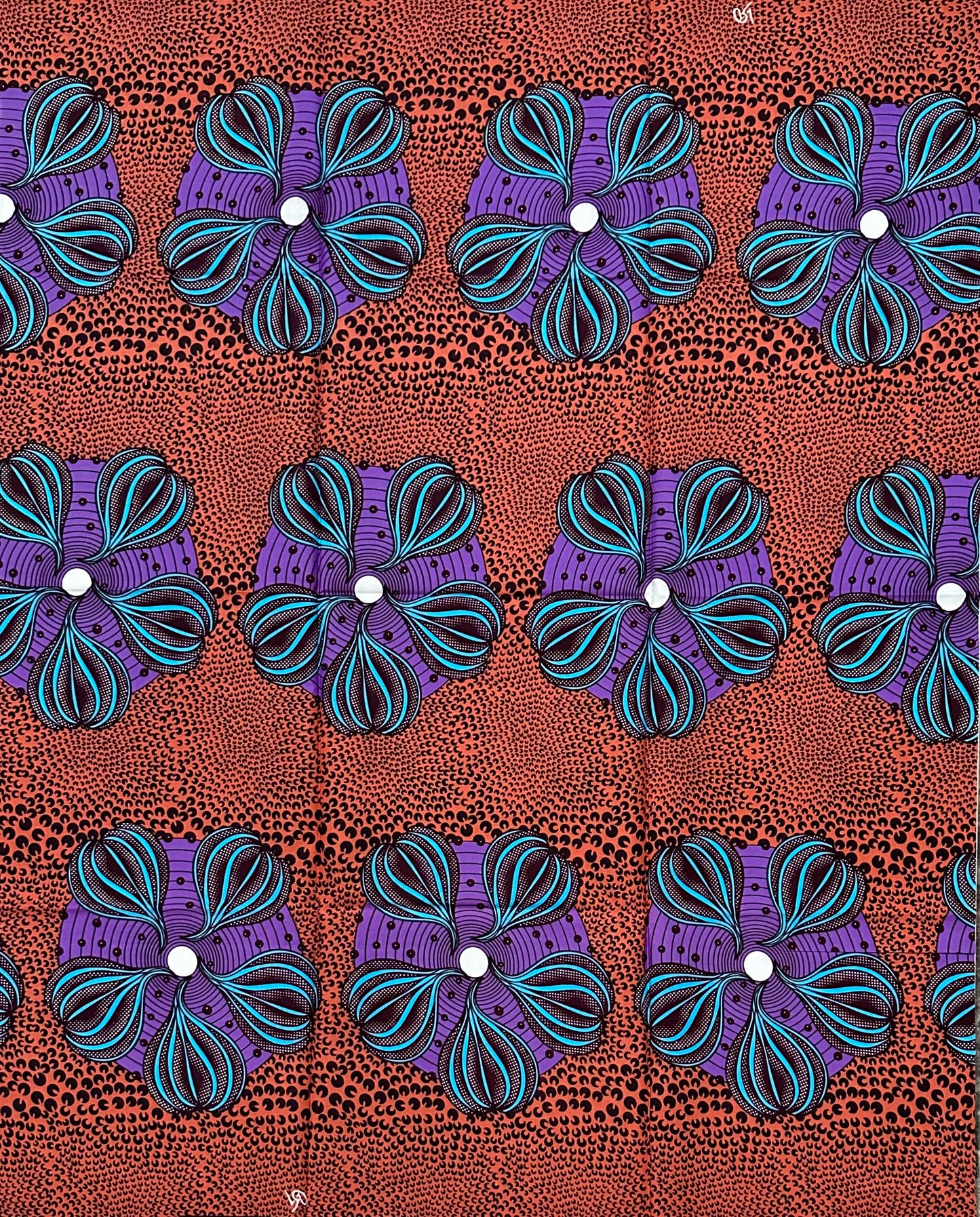 African Print Fabric/ Ankara - Shades of Brown, Purple, Blue ‘Auntie Kemi Arrives' Design, 1 YARD