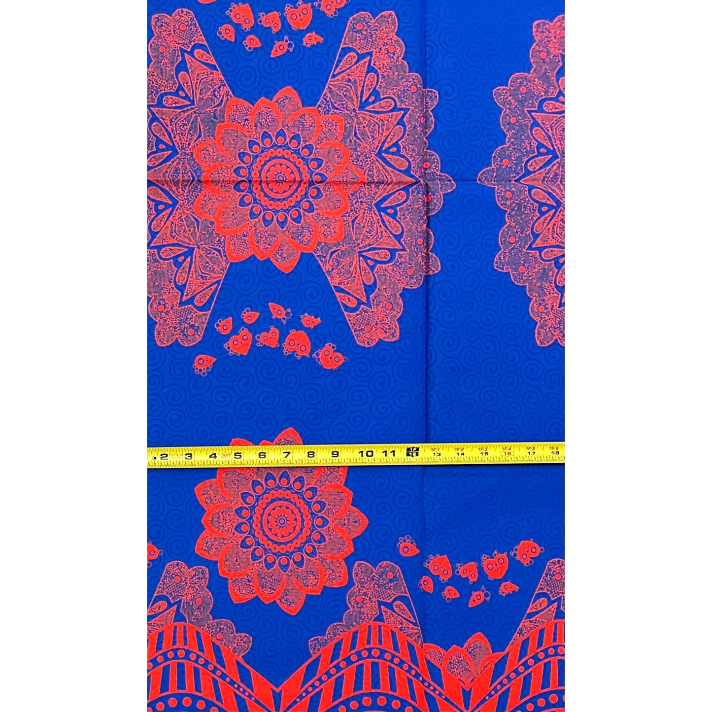 African Print Fabric/ Ankara - Blue, Orange 'Homage to Kano', 1 YARD