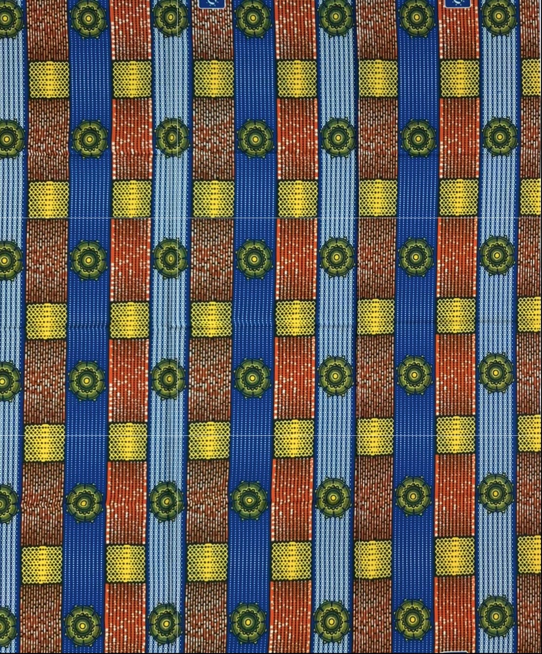African Print Fabric/ Ankara - Brown, Blue, Yellow 'Journey of Kings', 1 YARD