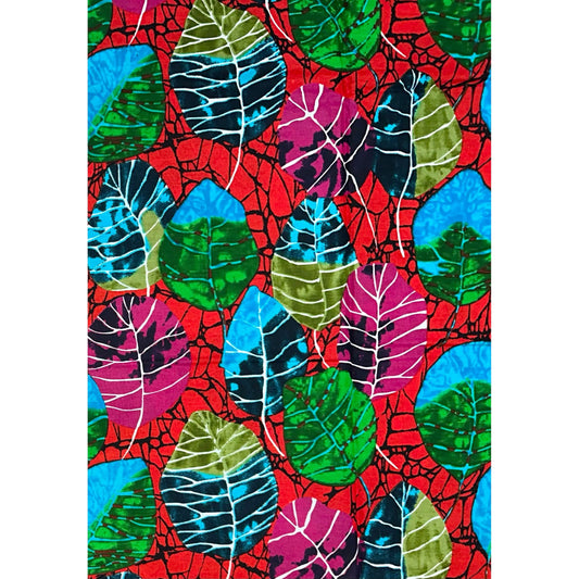 African Print Fabric/ Ankara - Red, Green, Blue, Magenta 'Red Earth, Green Life' Design, YARD or WHOLESALE