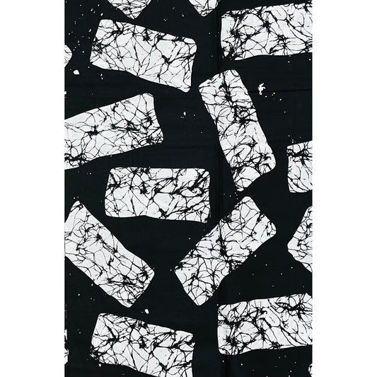 African Print Fabric/ Ankara - Black, White 'Kora Noir', Per Yard or Wholesale