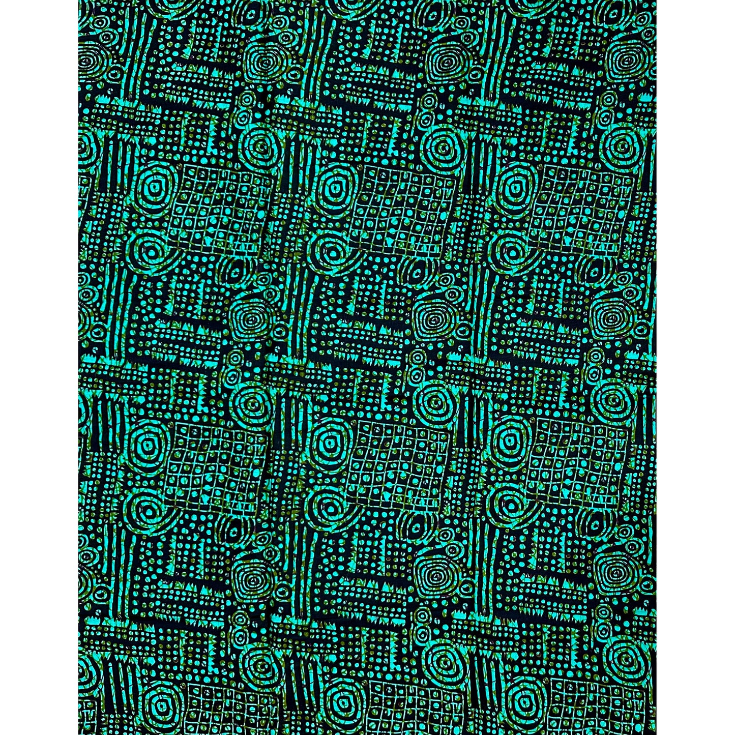 African Print Fabric/Ankara - Shades of Green, Black ‘Xai-Xai After Dark' Design, YARD or WHOLESALE