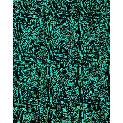African Print Fabric/Ankara - Shades of Green, Black ‘Xai-Xai After Dark' Design, YARD or WHOLESALE