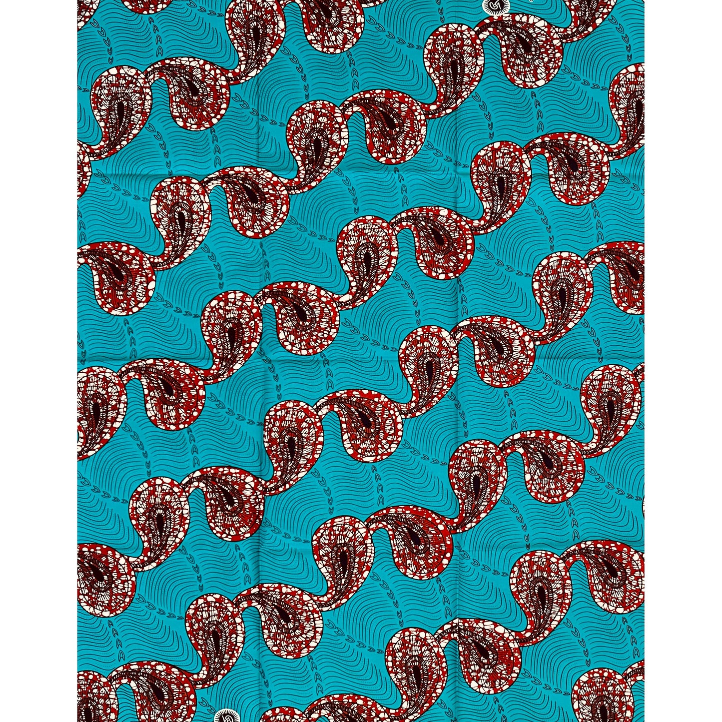 African Print Fabric/ Ankara - Teal, Brown 'Hypnotize Them,’ 1 YARD