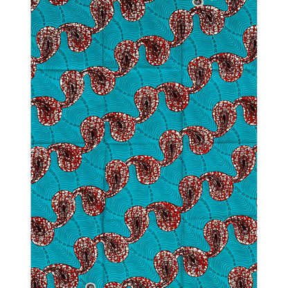 African Print Fabric/ Ankara - Teal, Brown 'Hypnotize Them,’ 1 YARD