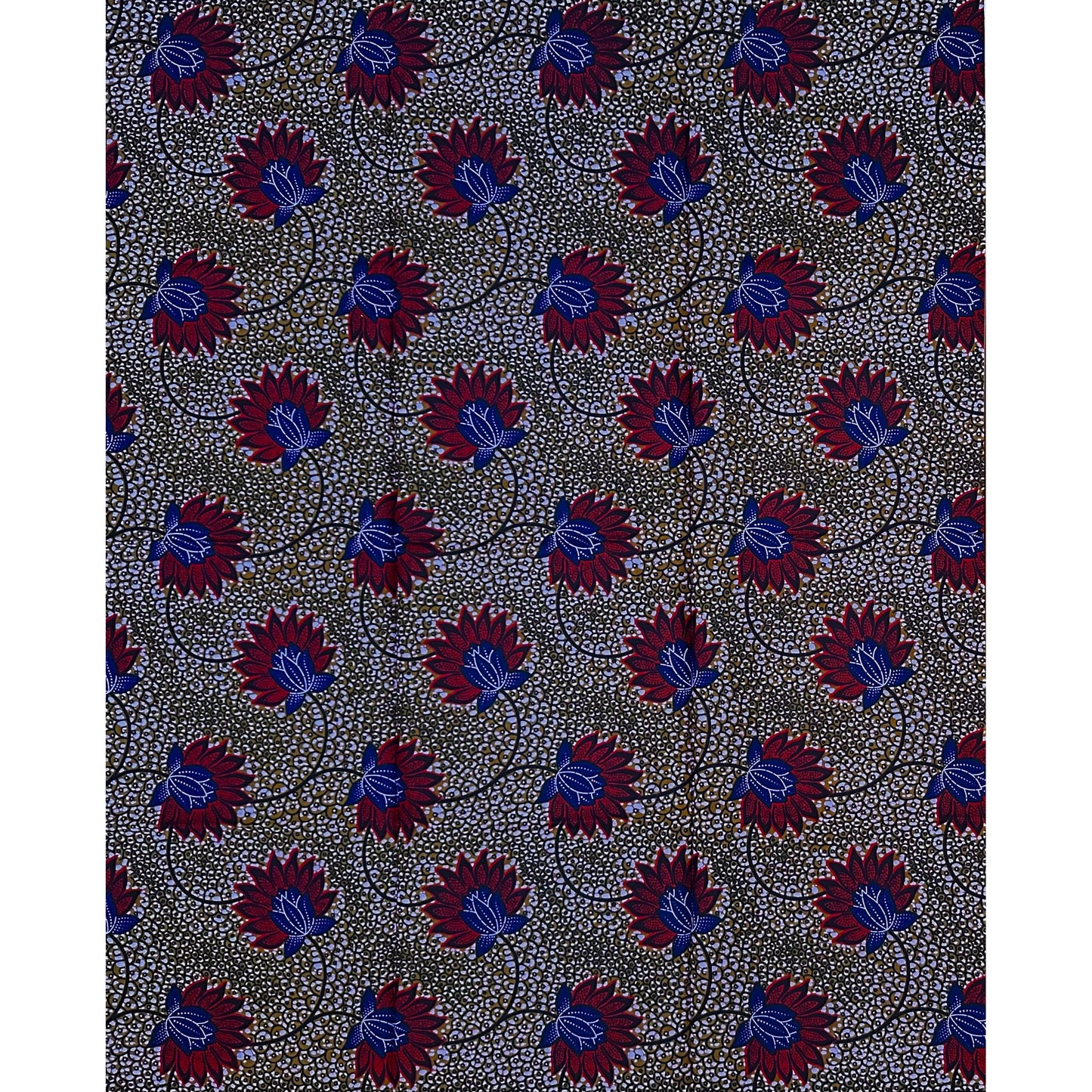 African Print Fabric/ Ankara - Blue, Brown, Red 'Madam No Small,’ 1 YARD