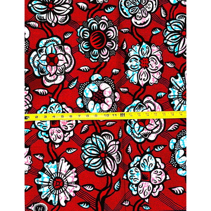 African Print Fabric/ Ankara - Red, Blue, Pink, Navy ‘Zafi Ne, Amma Kyau' Design, 1 YARD