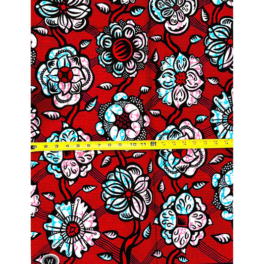 African Print Fabric/ Ankara - Red, Blue, Pink, Navy ‘Zafi Ne, Amma Kyau' Design, 1 YARD