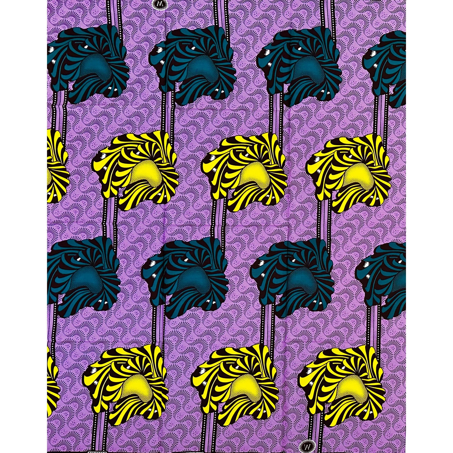 African Print Fabric/Ankara - Purple, Yellow, Green "Main Character Only" Design