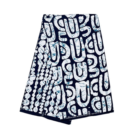 African Print Fabric/ Ankara - Black, White ‘Sunday Cipher' Design, YARD or WHOLESALE