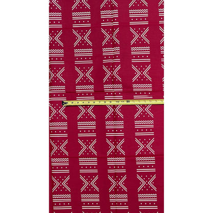 African Print Fabric/Ankara - Dark Red, Cream "Ikenga Meaning" Design, YARD or WHOLESALE
