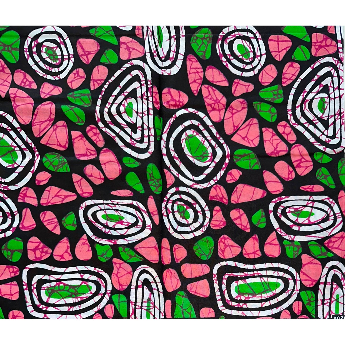 African Print Fabric/ Ankara - Pink, Green 'Pretty Girls Wear Pearls', YARD or WHOLESALE