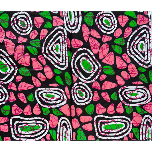 African Print Fabric/ Ankara - Pink, Green 'Pretty Girls Wear Pearls', YARD or WHOLESALE