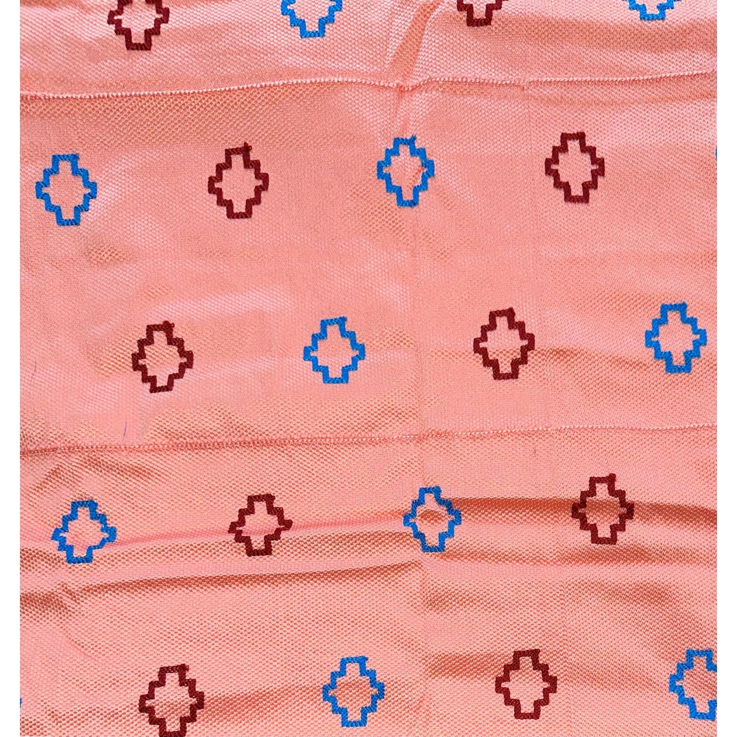 African Fabric/ Woven, Embroidered Kente - Pink, Blue “Siisi”, ~2 Yards