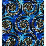 African Print Fabric/ Ankara - Blue, Beige, Black 'Bimi Spiral', YARD or WHOLESALE