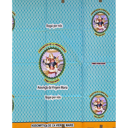 African Print Fabric/ Ankara - Blue, Yellow, Green, Marigold ‘Notre Dame de Cotonou' Design, 1 YARD