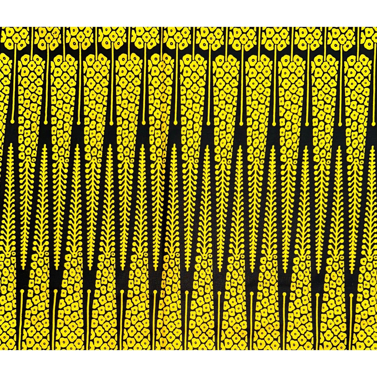 African Print Fabric/ Ankara - Yellow, Black 'Zaji' Design, YARD or WHOLESALE