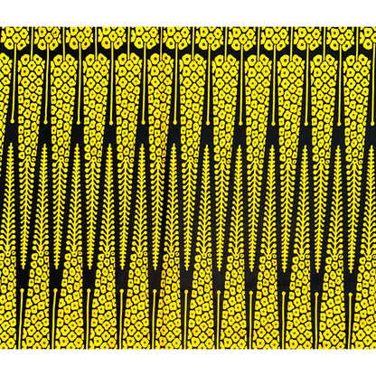African Print Fabric/ Ankara - Yellow, Black 'Zaji' Design, YARD or WHOLESALE