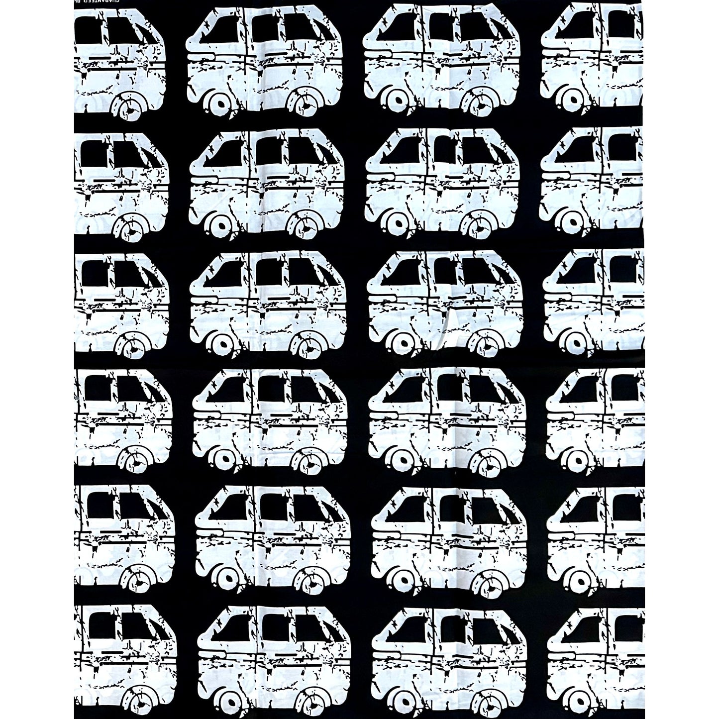 African Print Fabric/ Ankara - Black, White 'Danfo Driver' Design, YARD or WHOLESALE