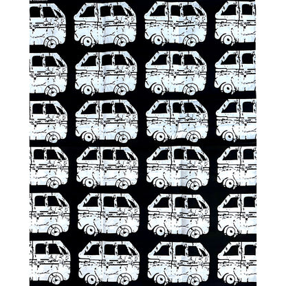 African Print Fabric/ Ankara - Black, White 'Danfo Driver' Design, YARD or WHOLESALE