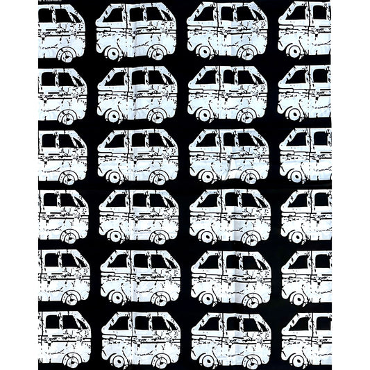 African Print Fabric/ Ankara - Black, White 'Danfo Driver' Design, YARD or WHOLESALE