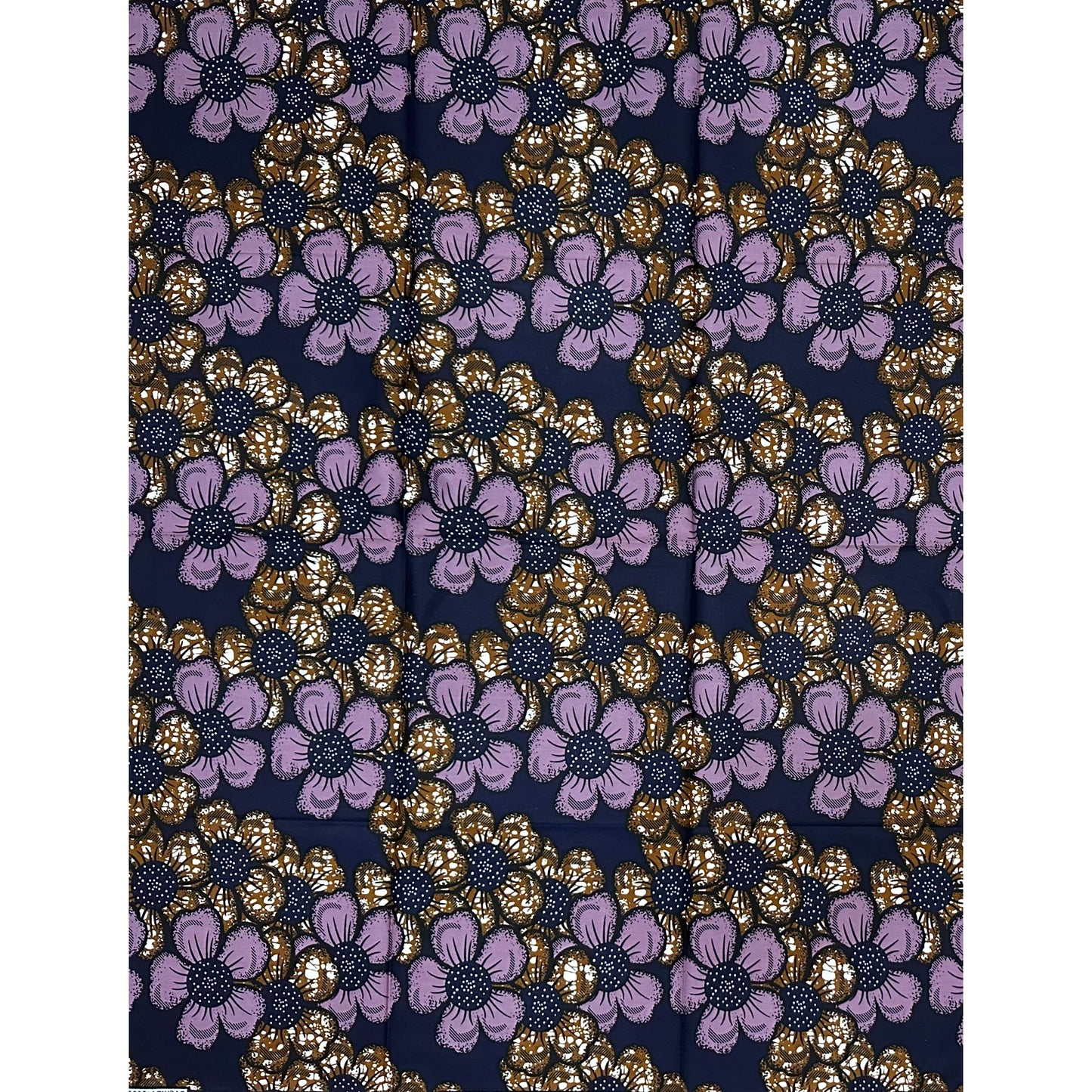 African Print Fabric/ Ankara - Purple, Blue, Brown "Desert Rock Flowers", 1 Yard